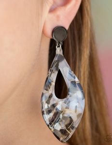 Metro Retrospect - Black Acrylic Earrings